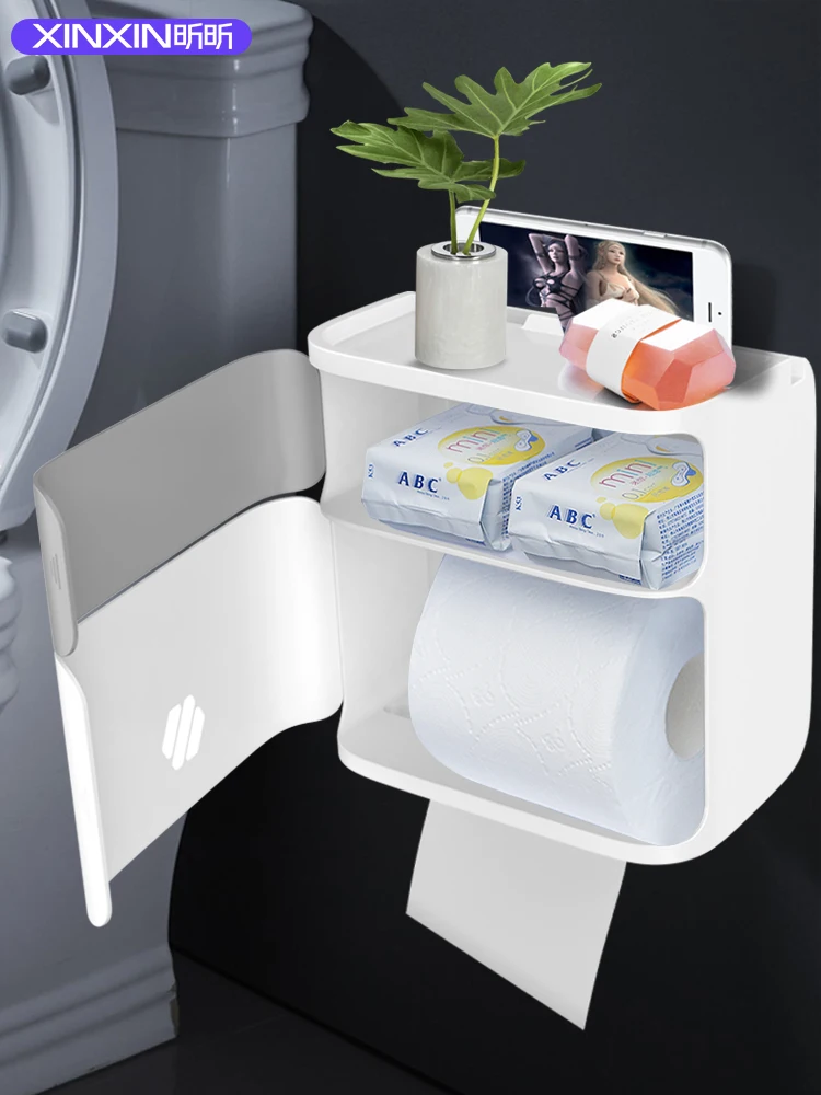 

Nordic Toilet Tissue Paper Shelf Creative Waterproof Toilet Paper Holder Bathroom Wall Paper Non Perforated Roll Gift FH067