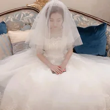 Свадебная вуаль двухслойная Фата невесты короткая фата невесты с гребнем белая слоновая кость фата невесты с кристаллами Женская Фата невесты
