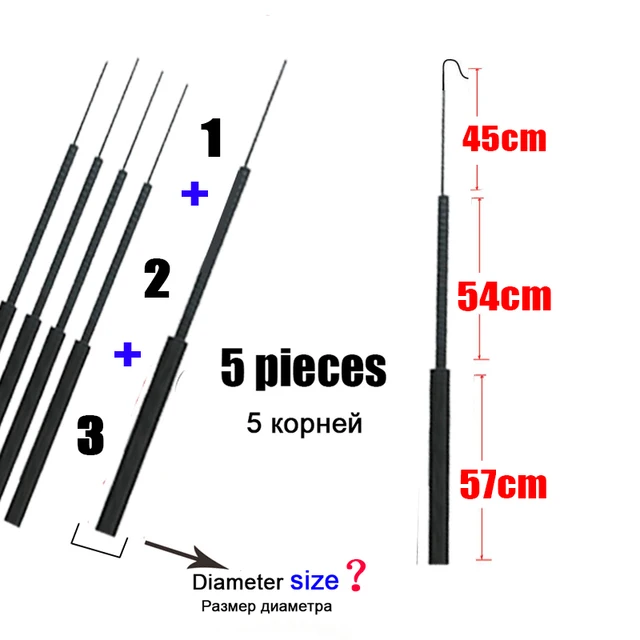 4.1mm-6.4mm 5 pieces Fishing rod tip Spare 1,2,3 sections stream fishing rod full Short size hollow carbon Accessories sturdy Style A X 5pieces