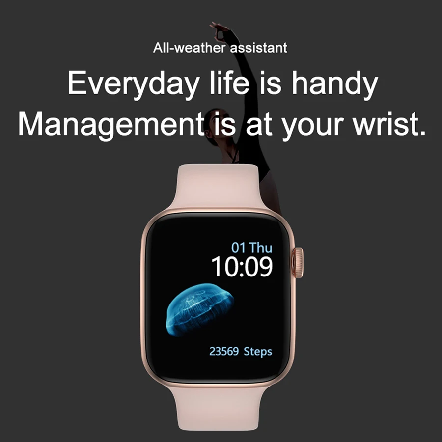 SCOMAS IWO 8 Plus Smart Uhr 1,54  Touchscreen Herz Rate Blutdruck Monitor Bluetooh Anruf Für iOS Android 44mm Smartwatch