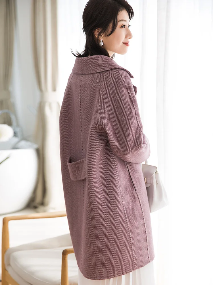 

Women's Casual Double-sided Wool Coats 2020 Korean New Autumn Winter Wool Coat Women Long Female Jacket 38063 WYQ1756