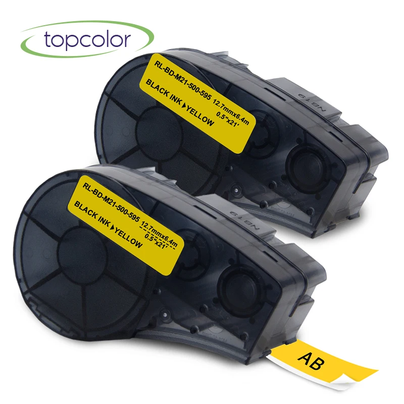 

Topcolor 2PK Yellow Printer Ribbons for Brady M21-500-595 BMP21 PLUS LABPAL IDPAL Printer Vinyl 12.7mm Label Tapes 500 595 YL