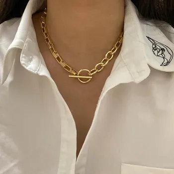 

2020 Punk Gold Chain Choker Necklace for Women Fashion Chunky Cuban Link Chains Necklaces Statement collares mujer Party Jewelry