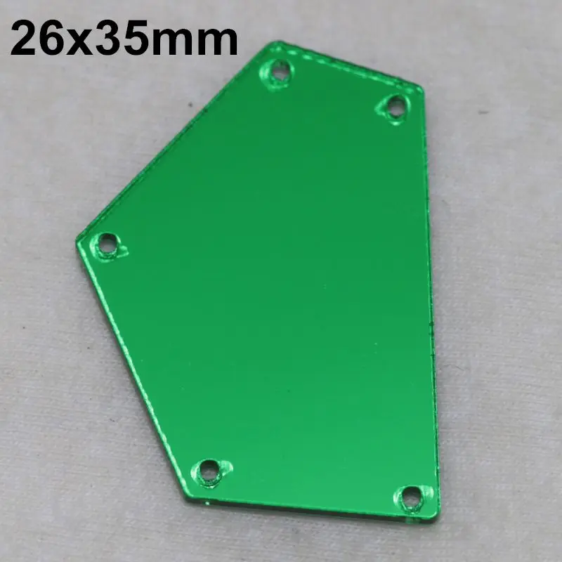 Зеленые акриловые зеркальные пришивные стразы DIY Flatback зеркальные акриловые пришивные стразы с отверстиями для шитья - Цвет: A05-26x35