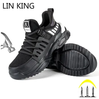 

LIN KING Breathable Mesh Safety Work Boots For Men Anti Piercing Construction Steel Toe Work Shoes Lightweight Safety Sneakers