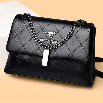 

Women's Bag Rhombus Pattern Handbags Purses 2020 Elegant Leather Messenger Bags Designer Chain Plaid Lady Shoulder Tote Bag Sac