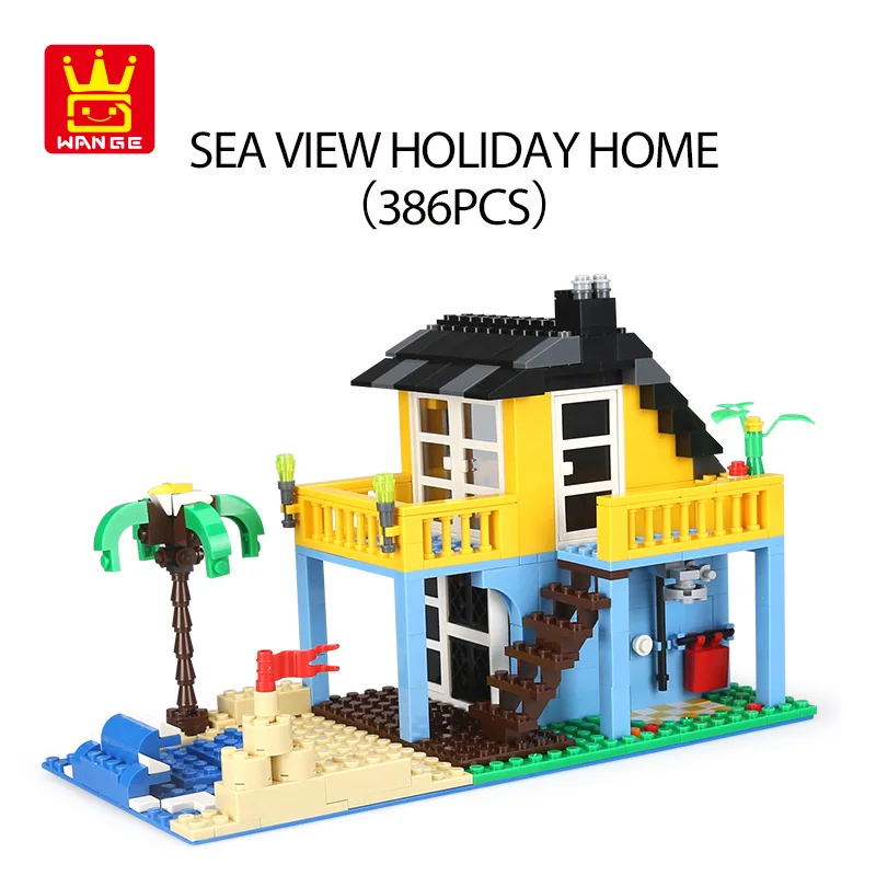 

Children's Diy Educational Building Block Toy Small Particle Building Block Sea View Holiday House And Deep Mountain Cabin
