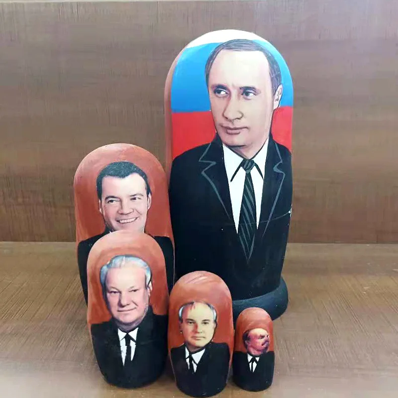 Russian Stalin's Dolls Putin 5th Action figure Nature Wooden Basswood Great Man Leader Hand Draw Educational Toys For Students