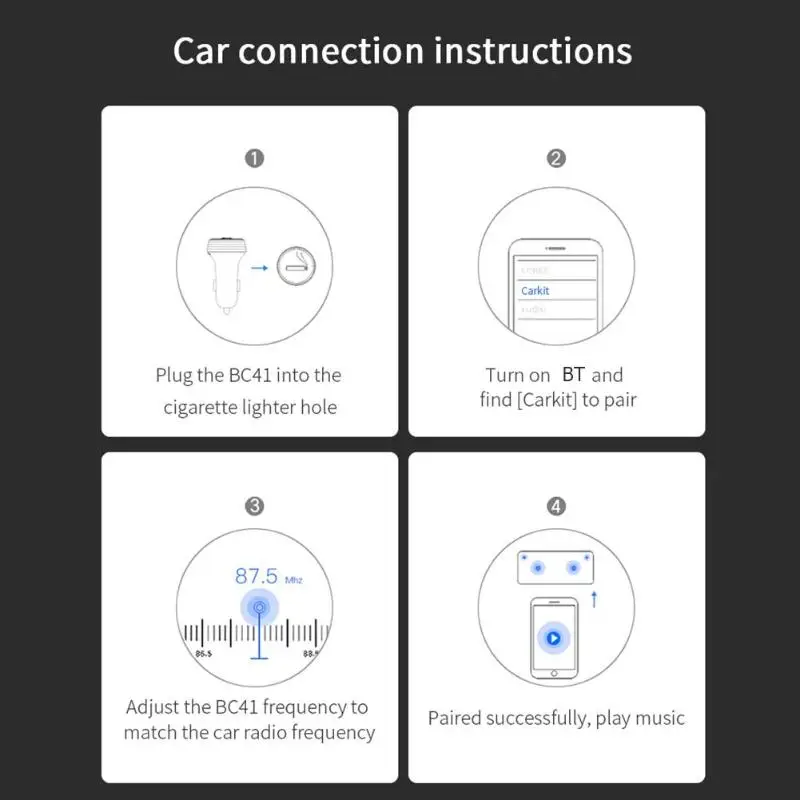 BC41 Bluetooth автомобильный комплект громкой связи fm-передатчик MP3-плеер 3,0 USB зарядное устройство эхо Отмена и подавление шума мастерство