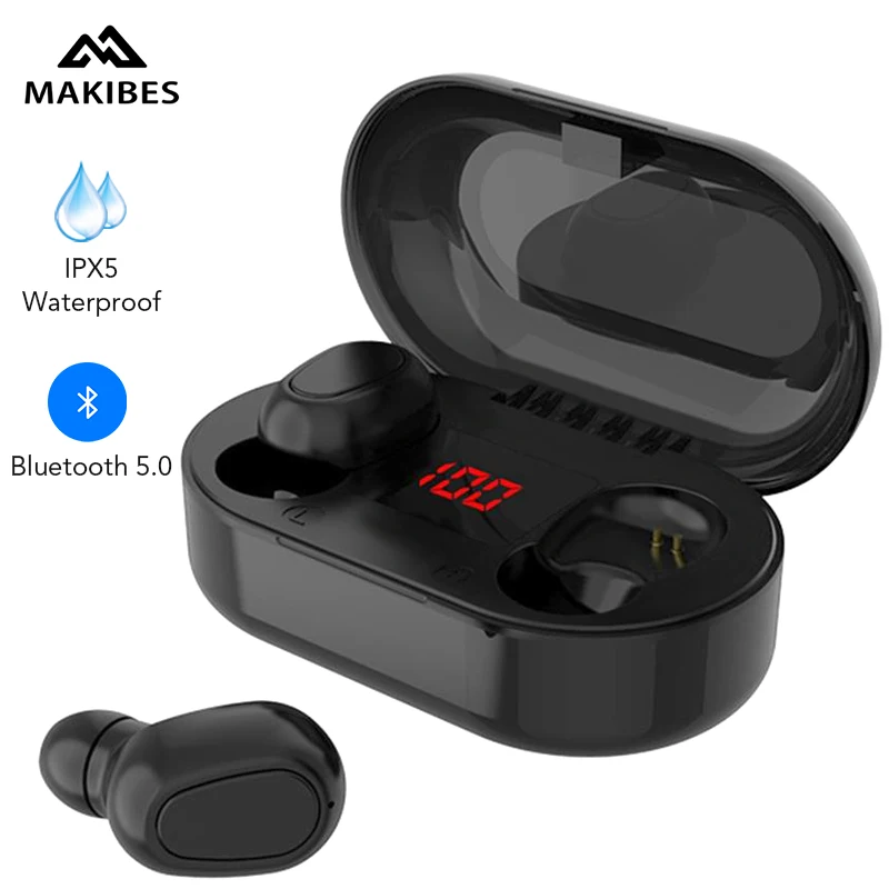 

Makibes ML22 Bluetooth Earphone TWS IPX5 Wireless Earbuds Automatic Pairing Noice Cancelling Led Display wtih Charge Box