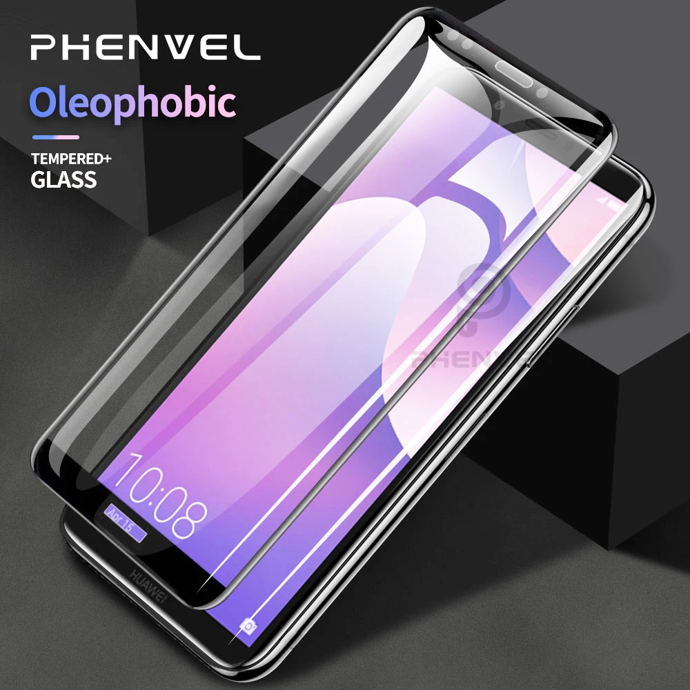 Закаленное стекло с полным покрытием для Huawei Y5P Y5 Lite Y7 Y6 Prime Y9 2018 Олеофобная