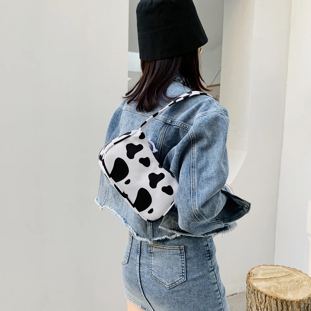Animal Pattern Print Canvas Shoulder Underarm Bag Vintage Ladies Small Purse Handbags Casual All-match Fashion Women Square Bags