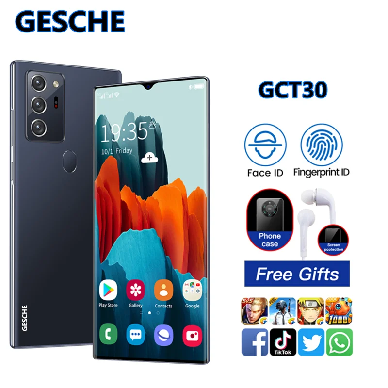 GESCHE GCT30 smartfon z androidem odblokowanie twarzą odcisków palców 6.5 cala telefon ram 3GB + rom 32GB HD kamera przednia i tylna smartphone