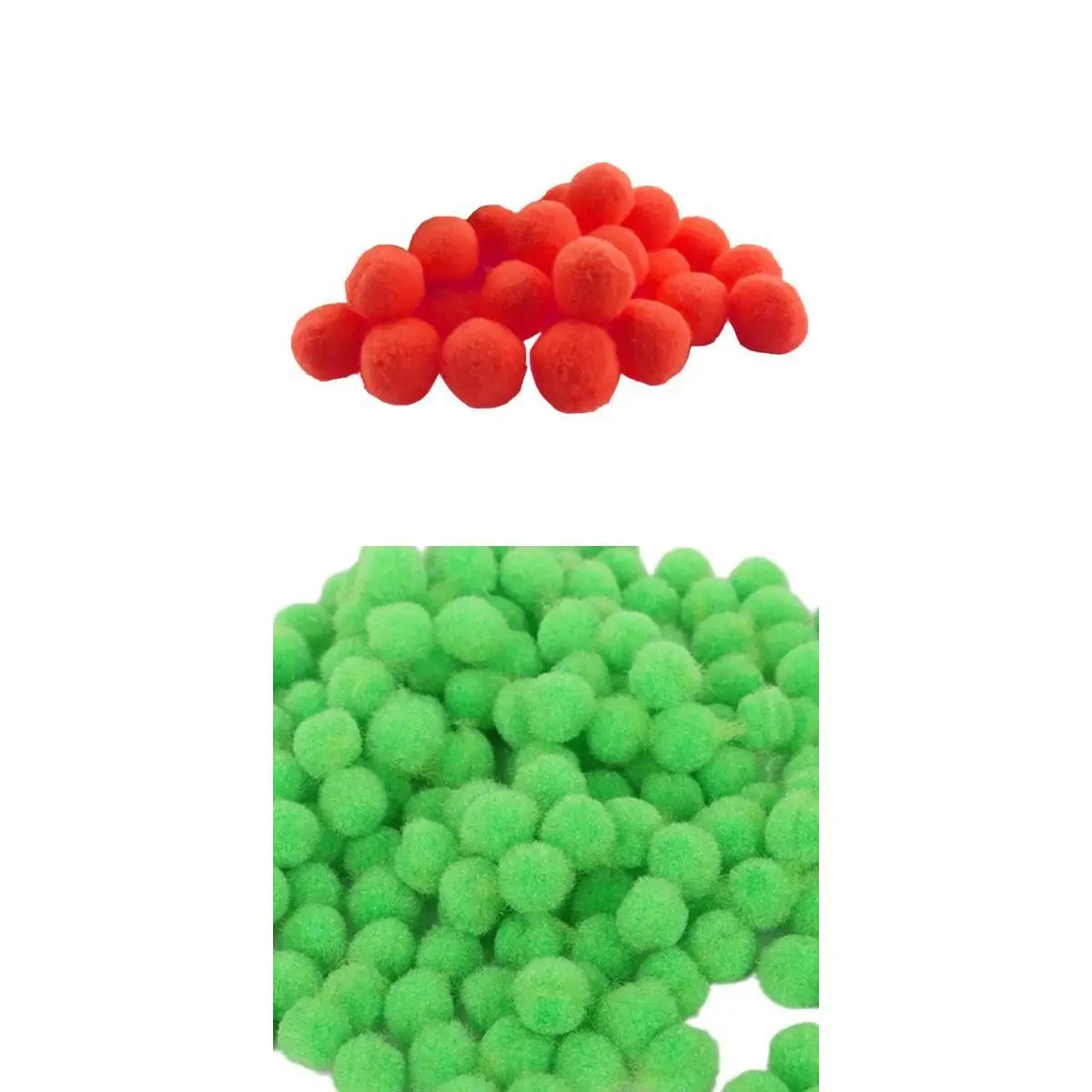 200 Pieces Pompom Balls Pom Poms Craft Fluffy Small Craft Pompoms Crafts Decorations Red and Green Eco-Friendly and Safe