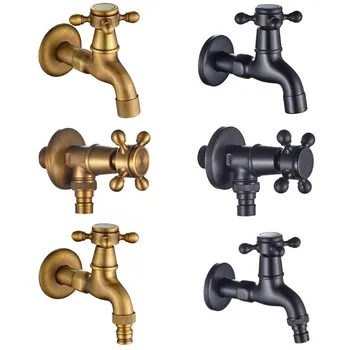 

G1/2 European Retro Single Cold Washing Machine Mouth Faucet Art Handle Mop Pool Tap Wall-mounted Bathroom Balcony Bibcock