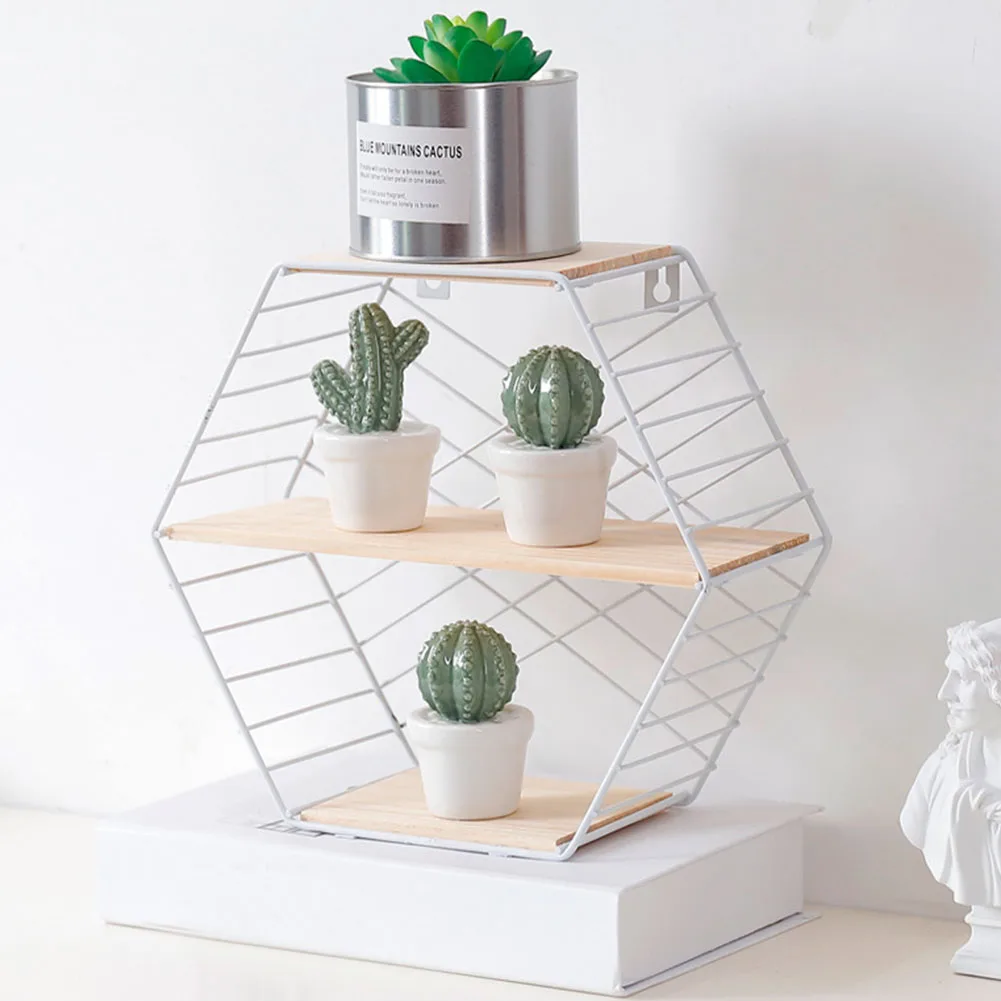 Держатель для мелочей, стеллаж для хранения, чугунный, Decoratve, настенный, геометрический, для гостиной, в скандинавском стиле, для спальни, двойной слой, для дома