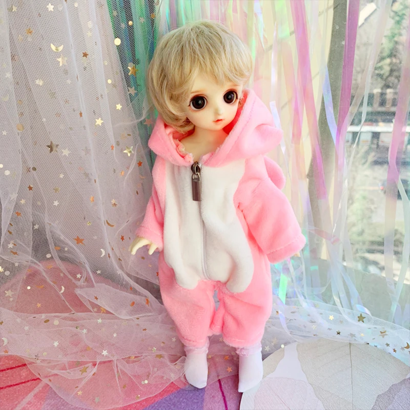 

Doll clothes 1/6 BJD clothes pink plush animal clothes for 1/6 BJD doll accessories doll clothes with big hat loose style suits