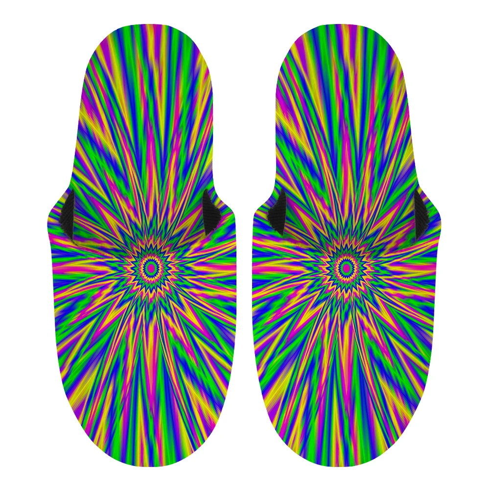 

Noisydesigns Soft Plush Cotton Slip On Winter Warm Rainbow Colors Paisley Shoes Casual House Flat Slippe Men 2021