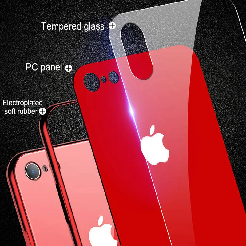 Чехол из закаленного стекла для телефона для iPhone XR XS Max 6S 7 8 11 pro Чехол роскошное зеркальное покрытие Защита задняя крышка противоударный Fundas