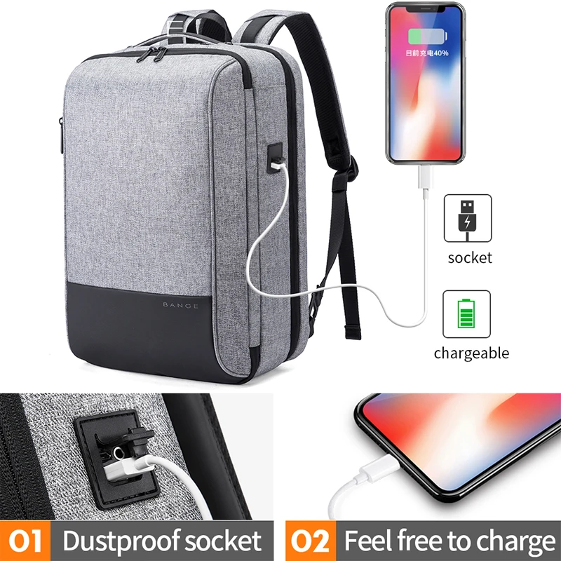 

Bange Men Multifunction Waterproof USB charging Backpack Anti-thief TSL lock 15.6inch Laptop Backpacks Teenager Fashion Backpack