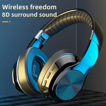 

Bluetooth Wireless Headphones 5.0 Folding Portable Bluetooth Earbuds with TF Card/FM Radio/AUX Wired with MIC Deep Bass