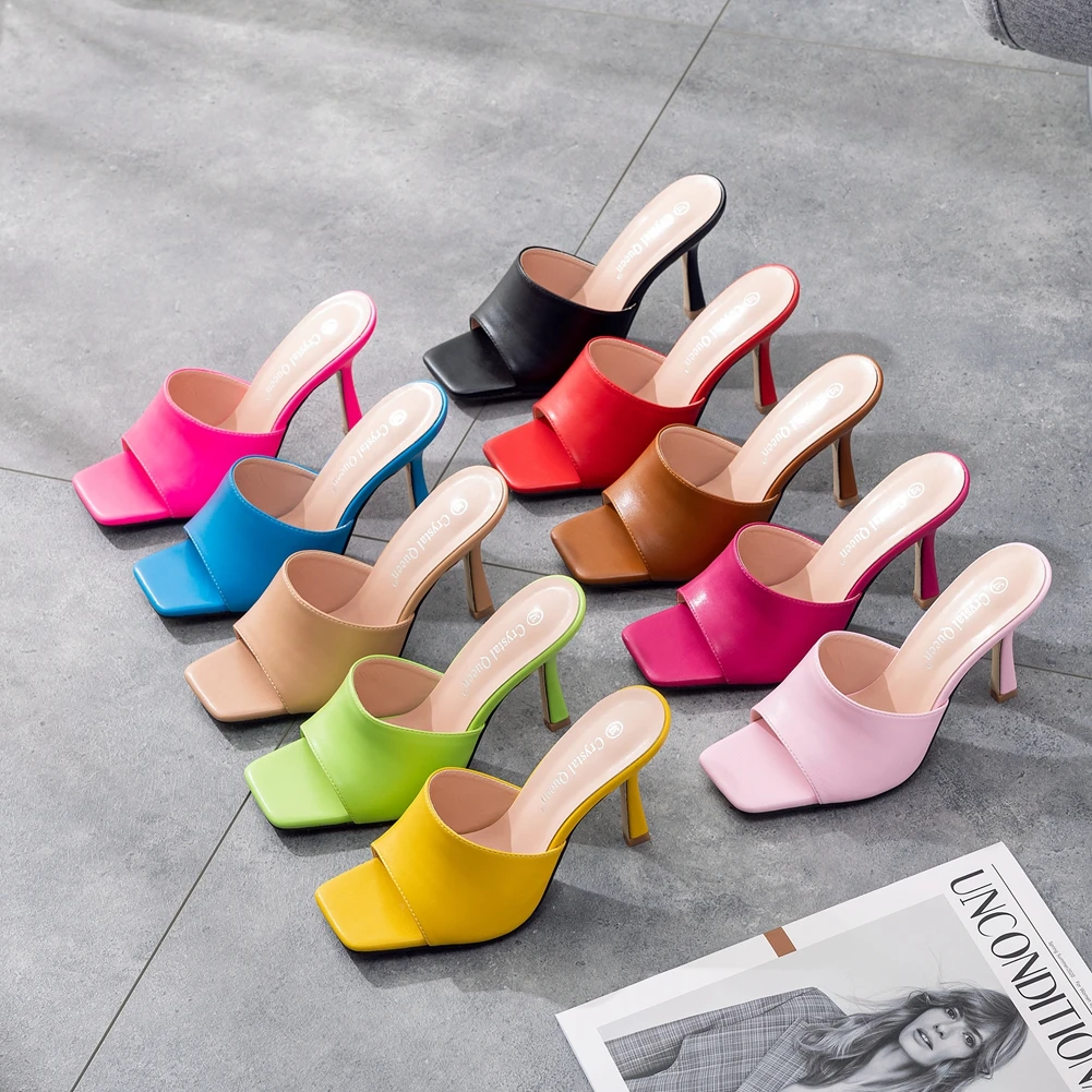 High Heels Sandals Womens Sandals Women High Heels Women Shoes Crystal Queen Women 9cm High Heels Mules Fetish Summer Sandals Stiletto Slippers Prom Platform Stripper Candy Color Shoes