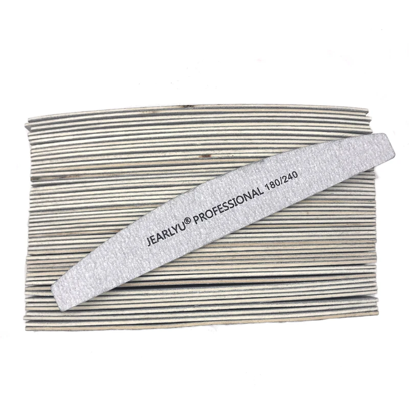 100pcs/lot Nail Files 180/240 Grit Wooden Thin UV Gel Nailfile Nail Sanding Band Manicure Sandpaper Banana Design Polishing File