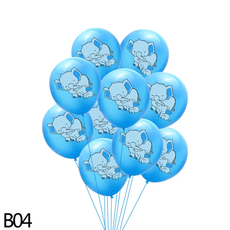 B04-10pcs blue globo Милый воздушный шар в виде слона для маленьких мальчиков и девочек, Бумажная гирлянда для детей на день рождения, вечерние украшения - Цвет: B04-10pcs blue globo