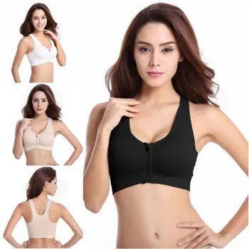 

Bra Women Fashion New Front Open Zipper Comfortable Without Rims Lightweight Support Running Sport Adjusted-straps Bra Underwear