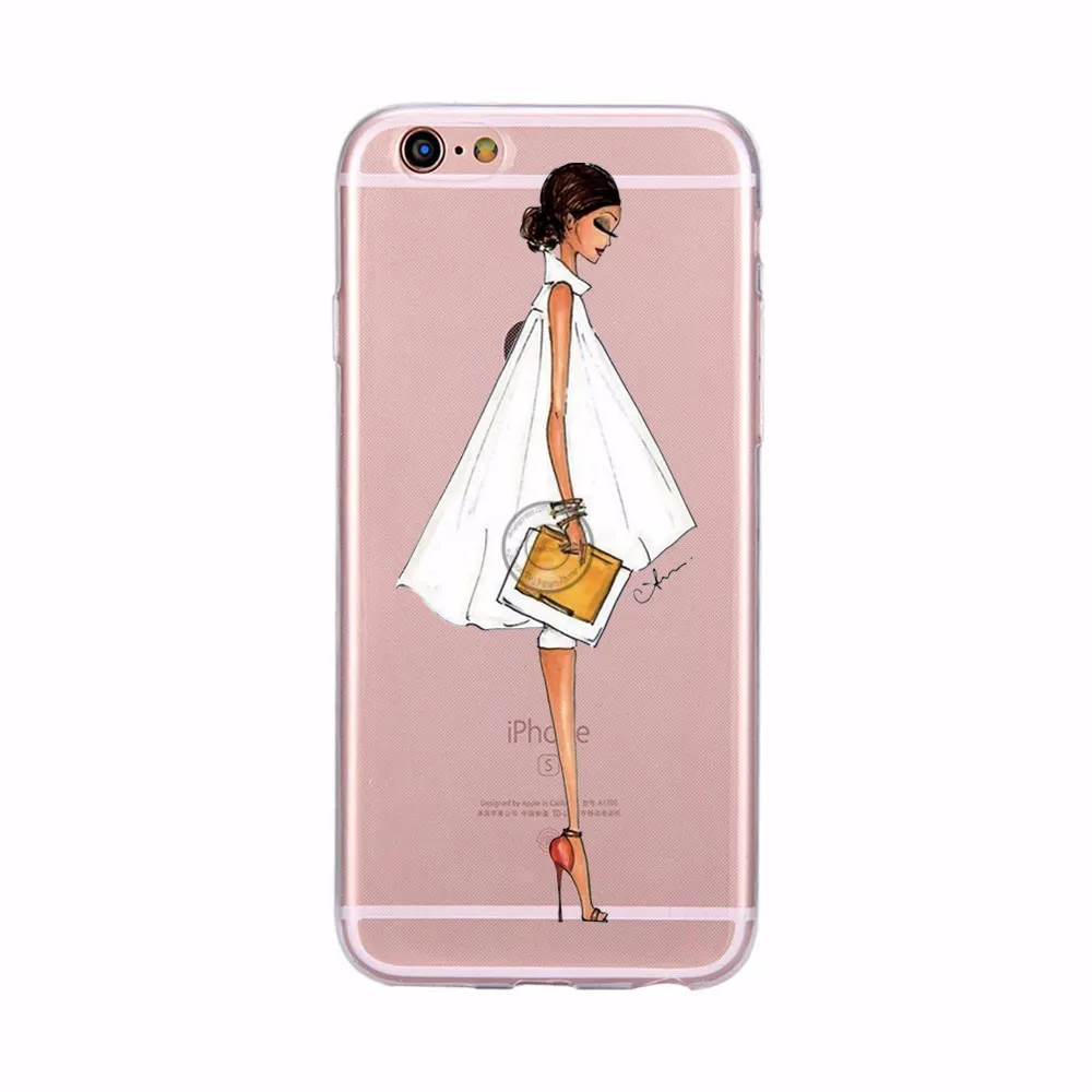 Розовый KETAOTAO шоппинг Мода девушка питьевой кофе чехол для телефона s iPhone 4 5S 6S 7 8 Plus X Чехол кристально чистый мягкий TPU чехол s - Цвет: Розовый