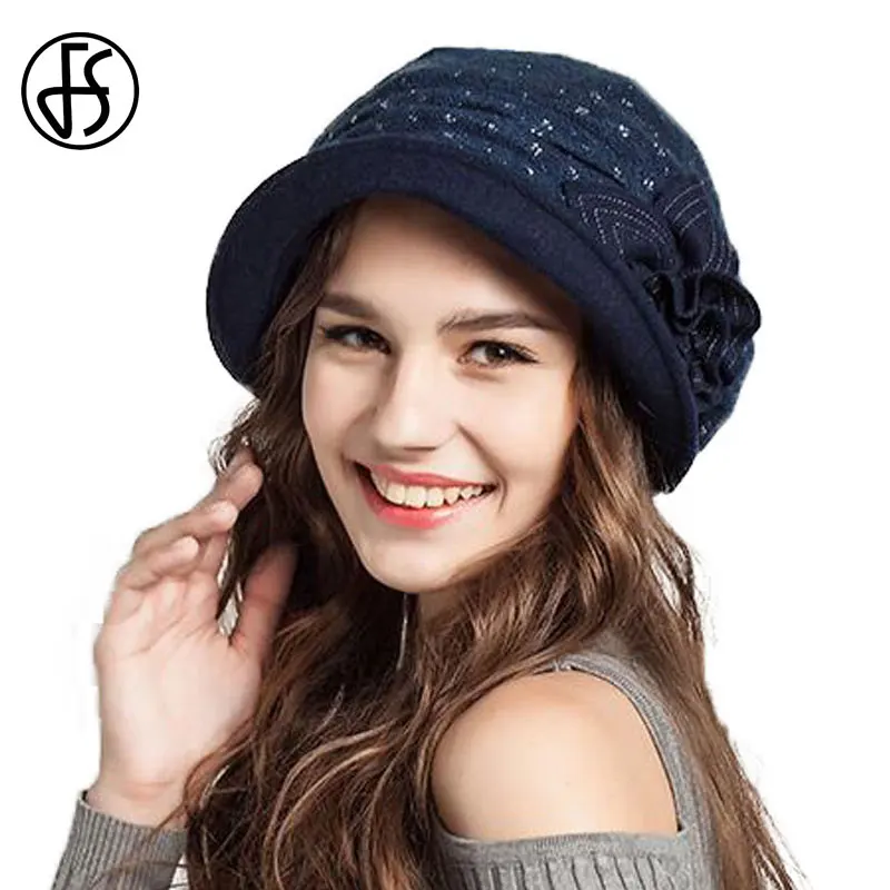 Cena FS nowy zimowy francuski beret kapelusze niebieski pomarańczowy wielbłąd eleganckie kobiety zawijane kwiat składane berety