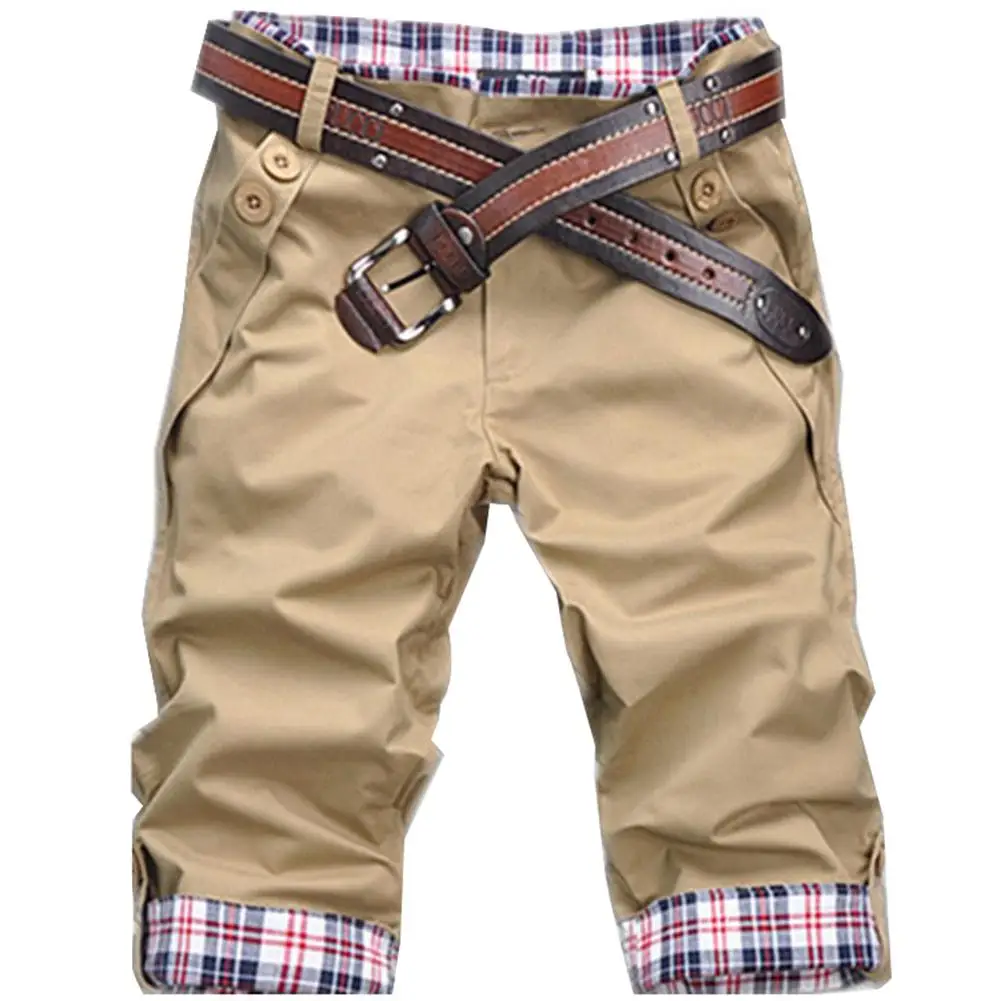 Summer Beach Casual Men Plaid Patchwork Turn Up Cuff Shorts Fifth Pants Trousers Summer Beach Casual Men Plaid Patchwork Turn Up Cuff Shorts Fifth Pants Trousers