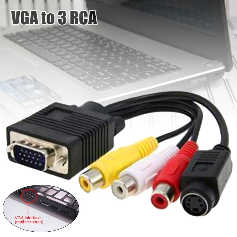 VGA SVGA к S-видео 3 RCA AV ТВ-выход кабель адаптер конвертер для ПК компьютера ноутбука GK99