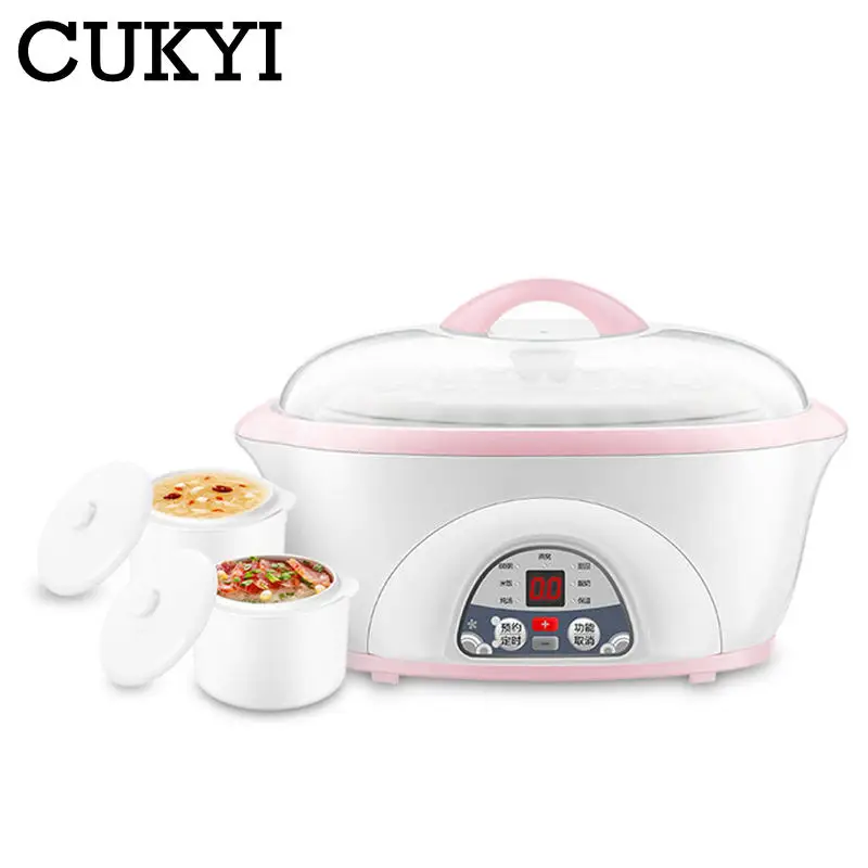 

CUKYI water-resisting Ceramic Electric stewpot White porcelain Nest slow cooker Soup baby porridge pot available for 2-4