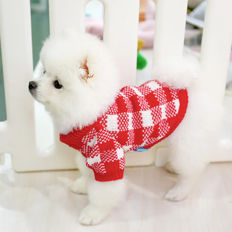 PETCIRCLE Одежда для питомцев собак свитер в клетку с цветком плюшевый бишон осенне