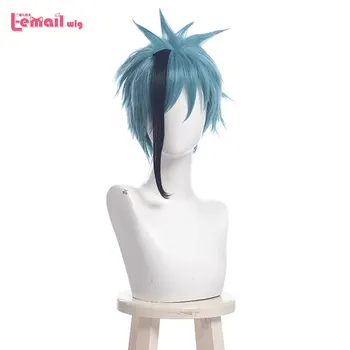

L-email wig Twisted Wonderland Cosplay Floyd Jade Leech Wig Blue Mixed Black Short Cosplay Wigs Heat Resistant Synthetic Hair