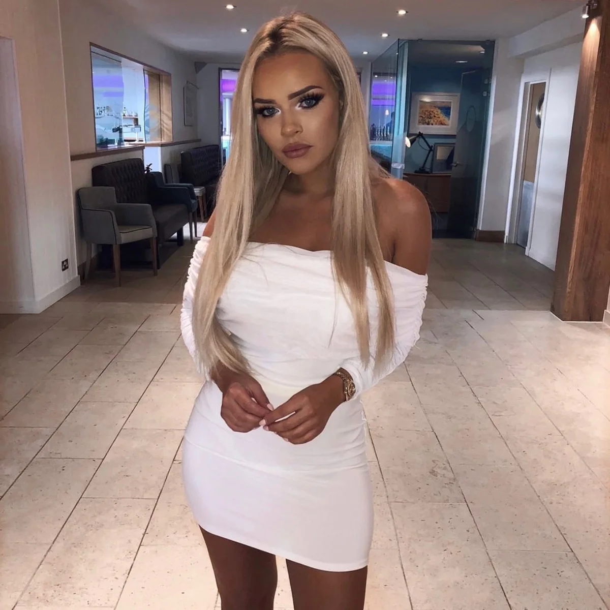 

Kimuise Bandage Dress For Women White Black Slim Autumn Winter Dresses Mini Bodycon Pencil Night Club Party