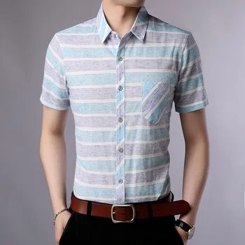 

2019 chun xia men's shirt new men's plaid shirt with short sleeves