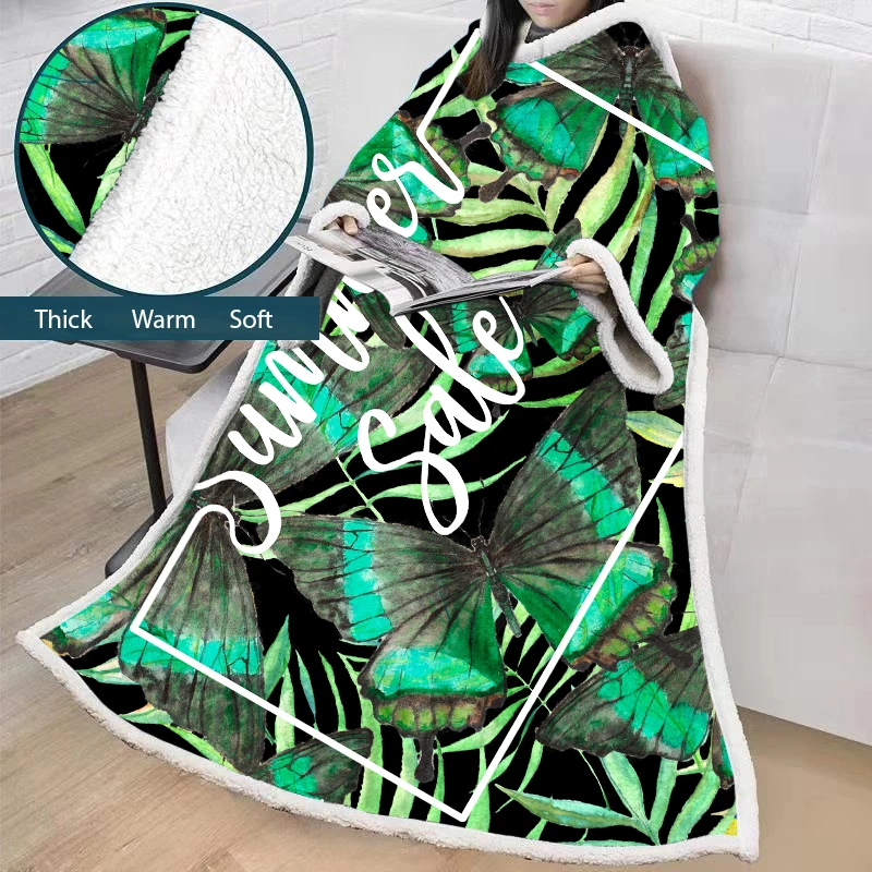 

Leaves Super Soft Comfy Warm Big Super Soft Throw Blanket Long Shaggy Fuzzy With Fluffy Sherpa With Large Sleeves BS13