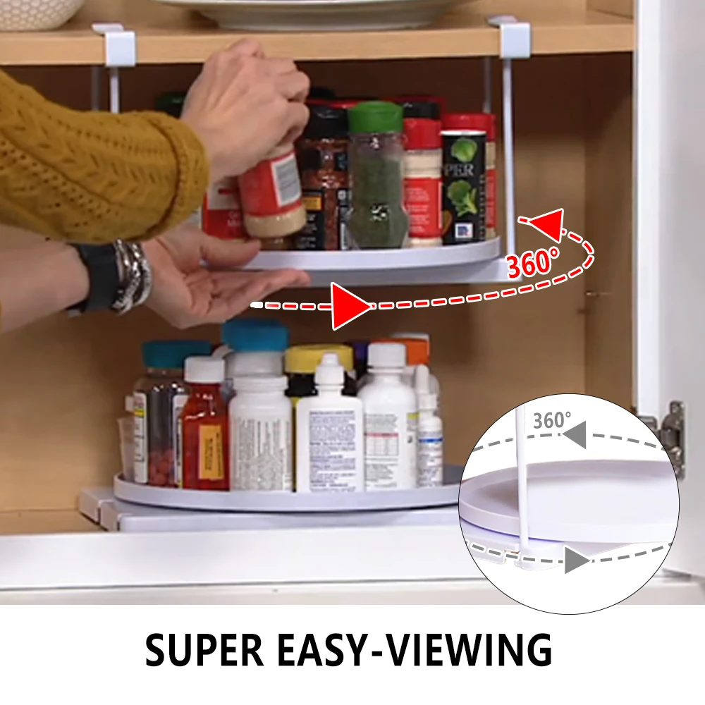Kitchen Tray Cabinet Organizer Rotatable and Drawable Storage Tray SHELF GO ROUND a Good Helper in Your Pantry Of Kitchen