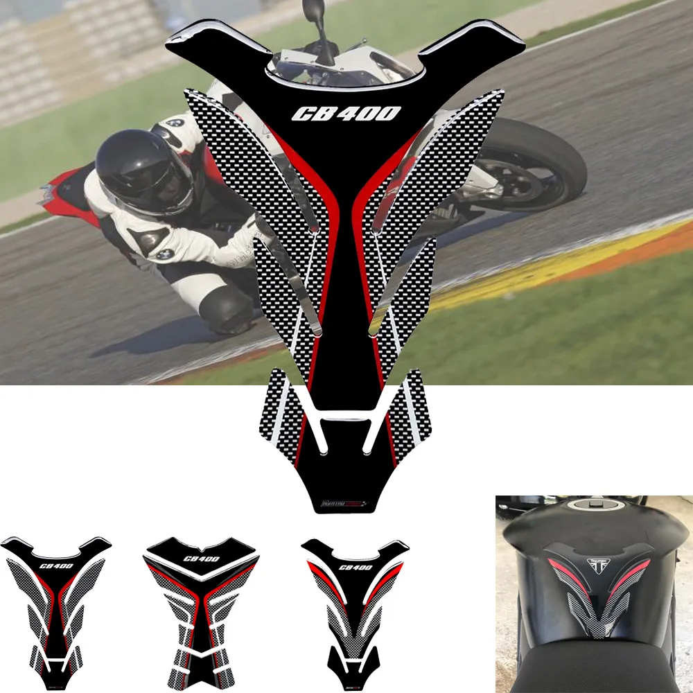 

3D Carbon-look Motorcycle Tank Pad Protector Decal Stickers Case for Honda CB400 CB 400 Tankpads