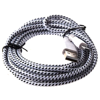 

3M Braided Fabric Mini USB Data&Sync Charger Cable Cord For Cell Phone White