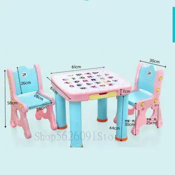 

Baby Desk Kindergarten Study Desk And Chair Set Combination Child Small Square Table Household Plastic Cartoon Young Children
