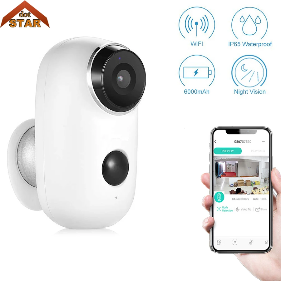 

Lower Power 720P Rechargeable Battery Powered Wireless Security IP Camera Waterpoof Outdoor cameras Surveillance System Camera