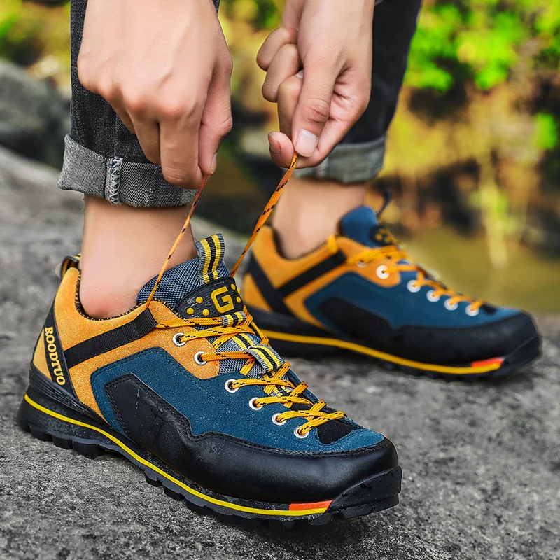 Men Leather Casual Shoes Outdoor Non-slip Waterproof Leather Sneakers Hight Quality Male Hiking Sport Shoes Men Running Shoes 47