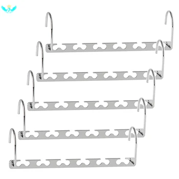 

5 Pcs Metal Magic Wonder Closet Space Saving Hangers Wardrobe Coat Clothes Jacket Shirts Pants Organizer Holder Free Shipping