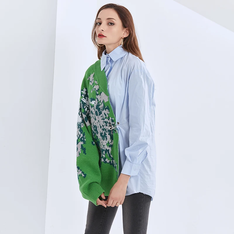 TWOTWINSTYLE Print Shirt For Women Lapel Collar