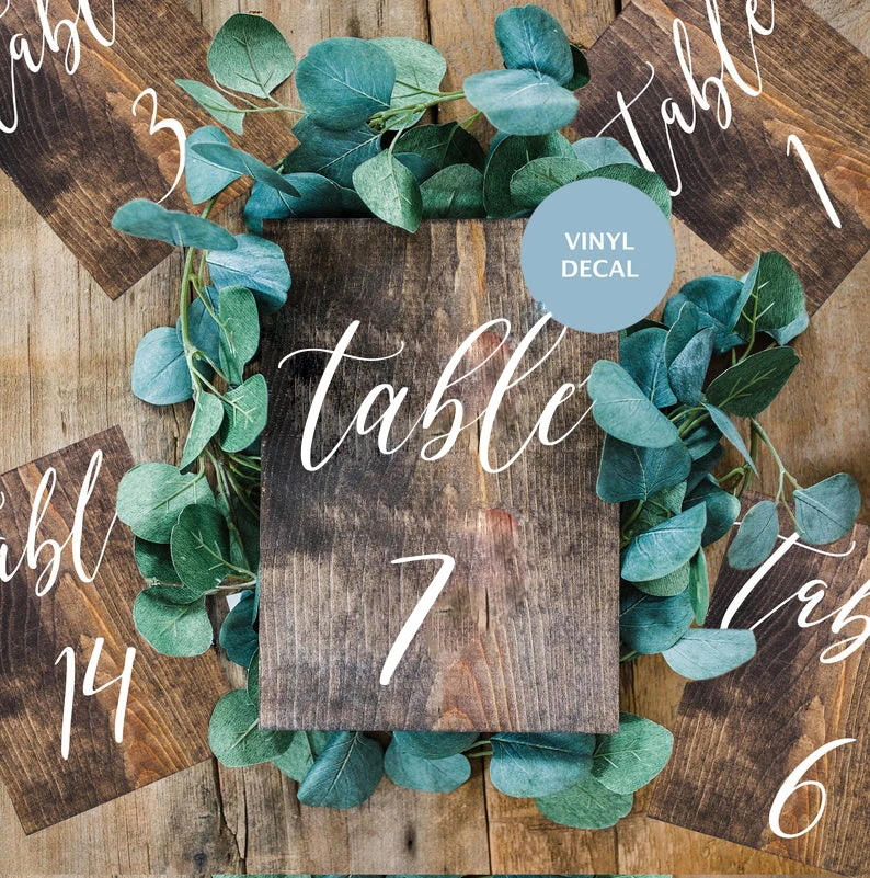 Wedding Table Number Vinyl Sticker Decal Table Plan Vinyl Sticker Wedding Centerpiece Bridal Shower (3)