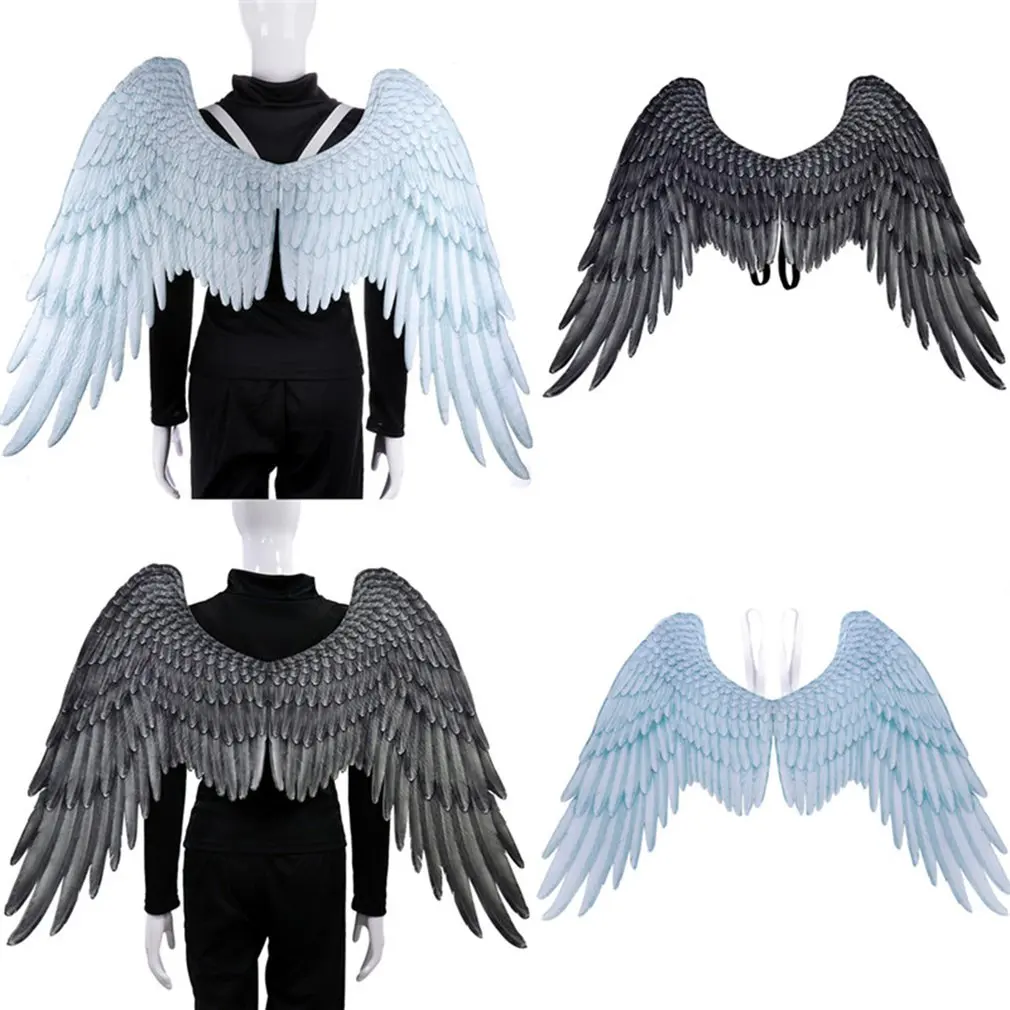 

Hot Sale 1pcs 3D Angel Feather Wings Halloween Mardi Gras Theme Party Costume Cosplay Props Decoration For Adult Kids