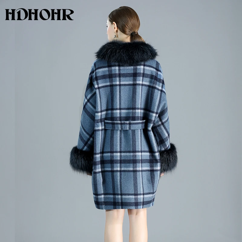 HDHOHR горячая Распродажа кашемировое пальто женская зимняя куртка из натурального меха лисы роскошное женское меховое пальто из натуральной лисы